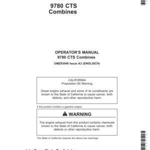 John Deere 9780 CTS Combines Operator's Manual (OMZ93046) - Image 1