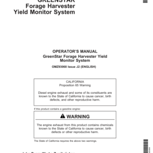 John Deere GreenStar Forage Harvester Yield Monitor System Operator's Manual (OMZ93068) - Image 1