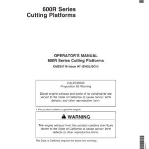 John Deere 600 R-Series Cutting Platforms Operator's Manual (OMZ93116) - Image 1