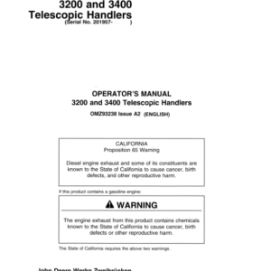 John Deere 3200 & 3400 Telescopic Handlers Operator's Manual (OMZ93238) - Image 1