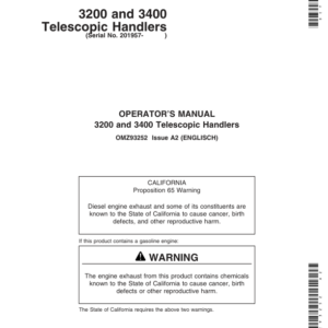 John Deere 3200 & 3400 Telescopic Handlers Operator's Manual (OMZ93252) - Image 1