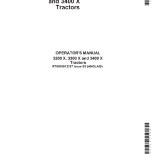 John Deere 3200X, 3300X & 3400X Tractors Operator's Manual (RT6005012387) - Image 1