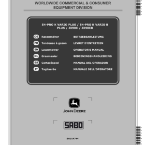 John Deere 54-PRO K VARIO PLUS, 54-PRO K VARIO B PLUS, JX90C, JX90CB Lawn Mowers Operator's Manual (SAU14744) - Image 1