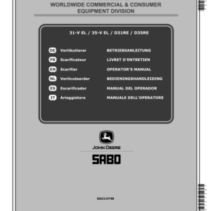 John Deere 31-V EL (SA725), 35-V EL (SA726), D31RE (SA351), D35RE (SA360) Scarifiers Operator's Manual (SAU14748) - Image 1