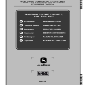 John Deere 54-A ECONOMY, 54-VARIO, 54 VARIO E, R54S, R54V, R54VE Lawn Mowers Operator's Manual (SAU15128) - Image 1
