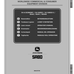 John Deere 54-A ECONOMY, 54-VARIO, 54 VARIO E, R54S, R54V, R54VE Lawn Mowers Operator's Manual (SAU15725) - Image 1