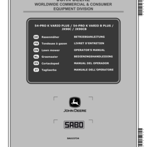 John Deere 54-PRO K VARIO PLUS, 54-PRO K VARIO B PLUS, JX90C, JX90CB Lawn Mowers Operator's Manual (SAU15734) - Image 1