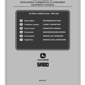 John Deere 54-PRO K VARIO PLUS (SA322920), PRO 54V (SA327920) Lawn Mowers (MY2019-MY2020) Operator's Manual (SAU16212) - Image 1