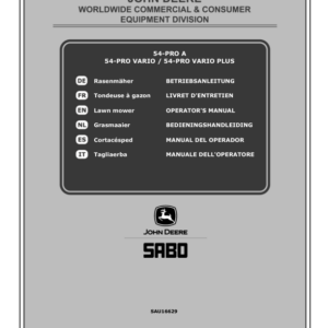 John Deere 54-PRO A (SA312520), 54-PRO VARIO (SA322520), 54-PRO VARIO PLUS (SA322820) Lawn Mowers (MY2019-MY2020) Operator's Manual (SAU16629) - Image 1