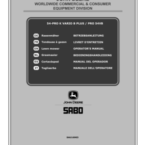 John Deere 54-PRO K VARIO B PLUS (SA322720), PRO 54VB (SA327720) Lawn Mowers (MY2019-MY2020) Operator's Manual (SAU16903) - Image 1
