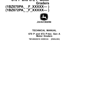 John Deere 670P, 672P Grader Repair Technical Manual (S.N F00001 -)