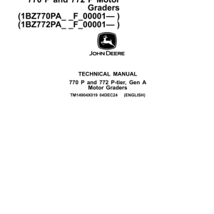 John Deere 770P, 772P Grader Repair Technical Manual (S.N F00001 -)