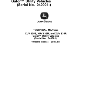 John Deere XUV835E, XUV835M, XUV835R Gator Utility Vehicle Repair Manual - Image 3