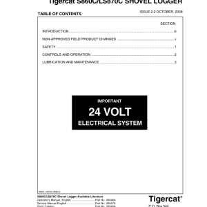 Tigercat S860C, LS870C Shovel Logger Repair Service Manual - Image 2