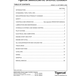 Tigercat S860C, LS870C Shovel Logger Repair Service Manual