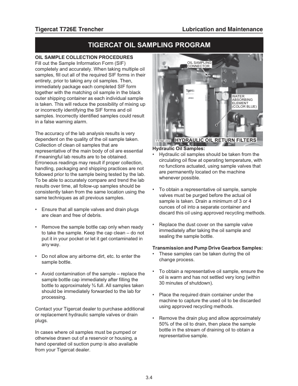 Tigercat T726E Trencher Operators Manual and Schematics