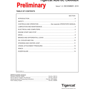 Tigercat AD610C Carrier Repair Service Manual