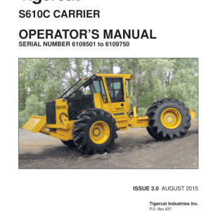 Tigercat S610C Carrier Operators Manual