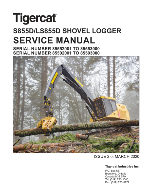 Tigercat S855D, LS855D Shovel Logger Repair Service Manual