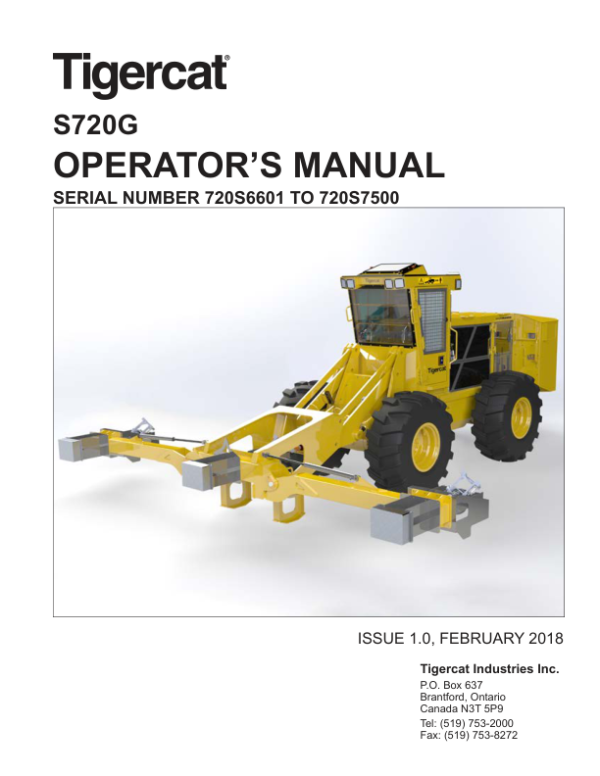 Tigercat S720G Carrier Operators Manual