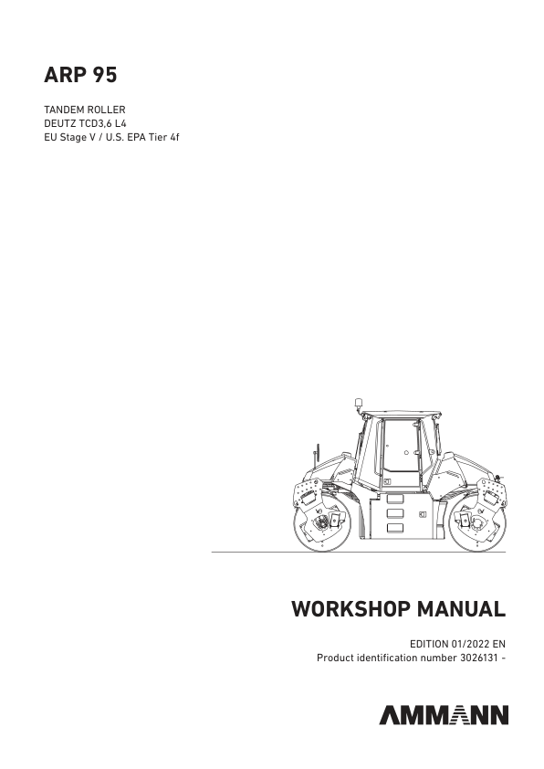 Ammann ARP 95, ARP 95C, ARP 95 ACE, ARP 95C ACE Heavy Tandem Roller Workshop Repair Manual