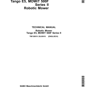 John Deere Tango E5, MOWiT 500F Series II Robotic Mower Technical Repair Manual (TM138919)