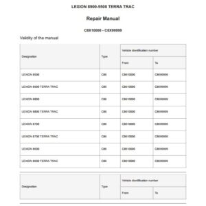 CLAAS 6900, 6800, 6700, 6600 (C84) Operators, Technical, Repair Manual