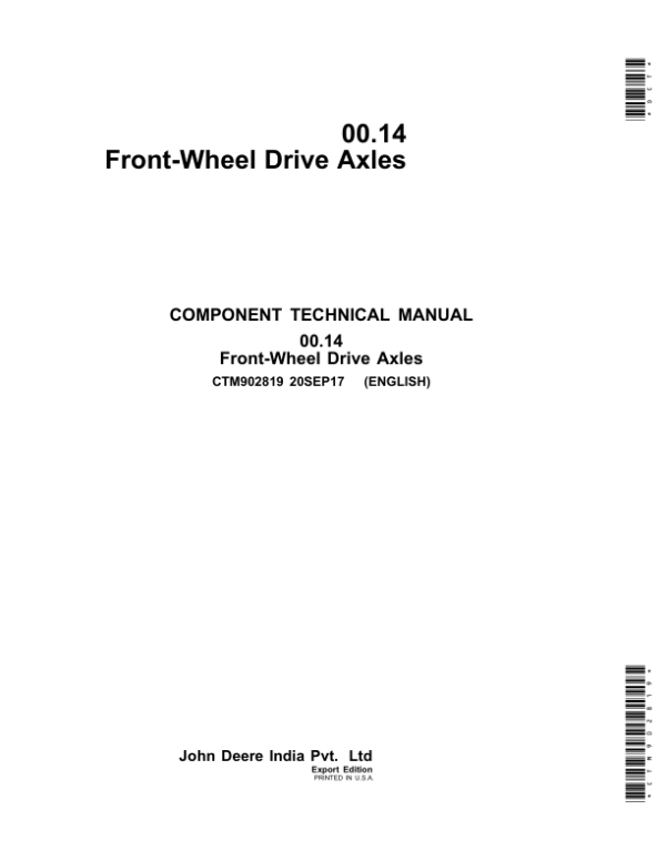 John Deere 00.14 Front-Wheel Drive Axles Component Technical Manual (CTM902819)