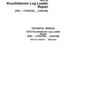 John Deere 437D Knuckleboom Log Loader Service Repair Manual (SN before - 1T0437DX_ _C254106)