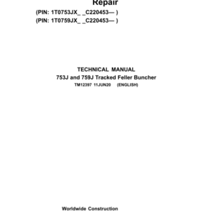 John Deere 753J, 759J Tracked Feller Buncher Service Repair Manual (SN after C220453 - )