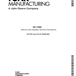 John Deere Funk HS17000 Two Speed Powershift Transmission Service Repair Manual (4017361)