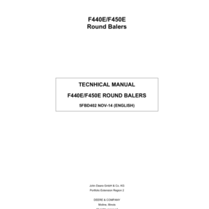 John Deere F440E, F450E Round Balers Service Repair Manual (5FBD402)