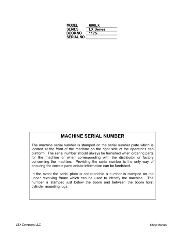 Linkbelt 600LX MH (Tier 3) Excavator Service Repair Manual