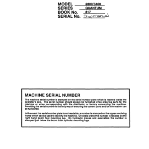 Linkbelt 2800Q, 2800Q2, 3400Q, 3400Q2 Quantum Excavator Service Repair Manual