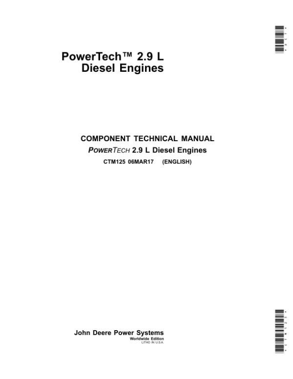 John Deere PowerTech 2.9L Diesel Engines Component Technical Manual (CTM125)