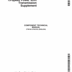 John Deere 15 Speed Power Shift Transmission Component Technical Manual (CTM169)