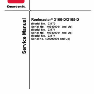 Toro Reelmaster 3100-D, 3105-D (SN 403430001 and Up) Service Repair Manual - Image 1