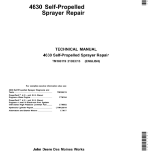 John Deere 4630 Self-Propelled Sprayer Service Repair Manual (TM106219)