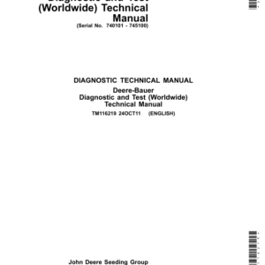 John Deere Bauer DB40, DB44, DB50, DB58, DB60, DB62, DB66, DB74, DB80, DB88, DB90 Planters Repair Manual (SN between 000000 - 745100)