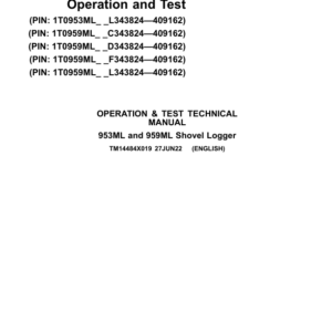 John Deere 953ML, 959ML Shovel Logger Service Repair Manual (SN between 343824 - 409162)