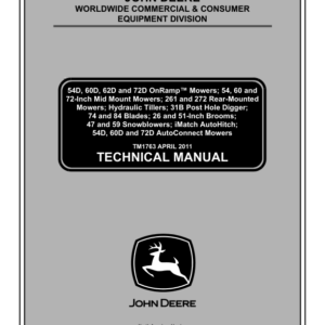 John Deere Rotary Mower & Compact Utility Tractor Attachments Service Repair Manual (TM1763)
