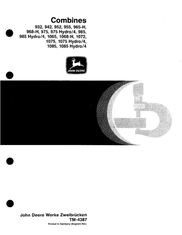 John Deere 900 & 1000 Series Combined (932–1085) Service Repair Manual (TM4387)