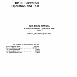 John Deere 1010B Forwarder Service Repair Manual (TMF062547 & TMF062549) - Image 2
