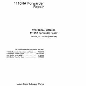 John Deere 1010NA Forwarder Service Repair Manual (TMF062548 & TMF062550)