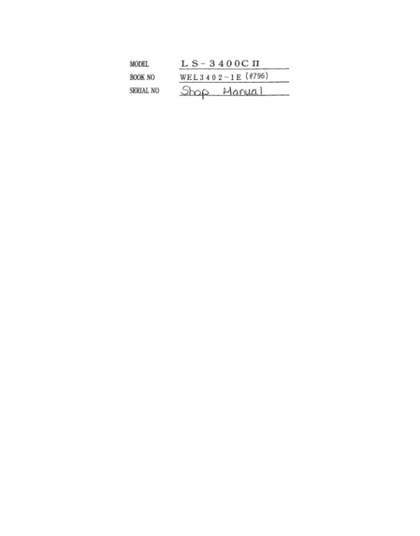 Linkbelt LS-3400 C2 Excavator Service Repair Manual
