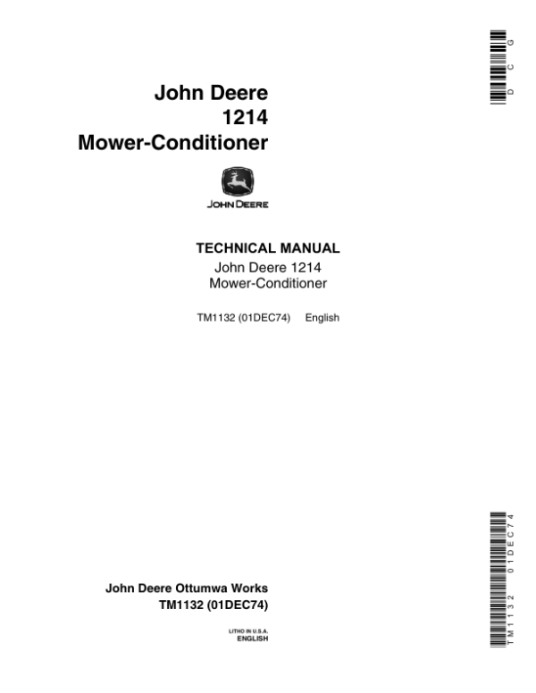 John Deere 1214 Mower Conditioner Service Repair Manual (TM1132)