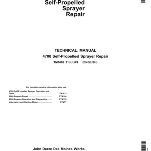 John Deere 4700 Self-Propelled Sprayer Service Repair Manual (TM1688 & TM1833)