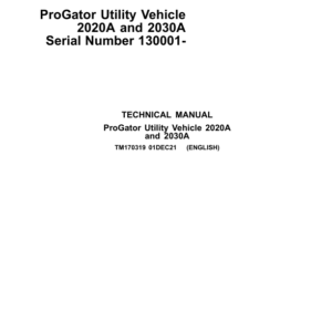 John Deere 2020A, 2030A ProGator Service Repair Manual