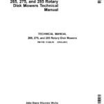 John Deere 265, 275, 285 Rotary Disk Mowers Service Repair Manual (TM1795)