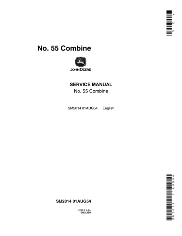 John Deere No 55 Combine Service Repair Manual (SM2014)